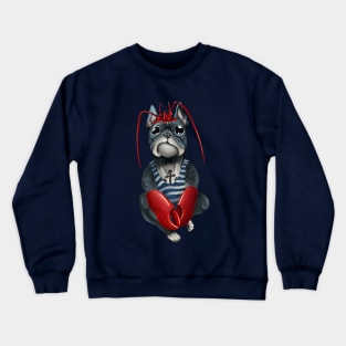 Bully French Bulldog sailor in a vest. Dog pirate with lobster claws. Crewneck Sweatshirt